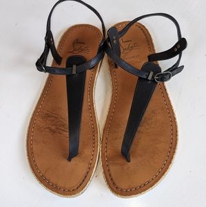Christian Louboutin black thong sandal